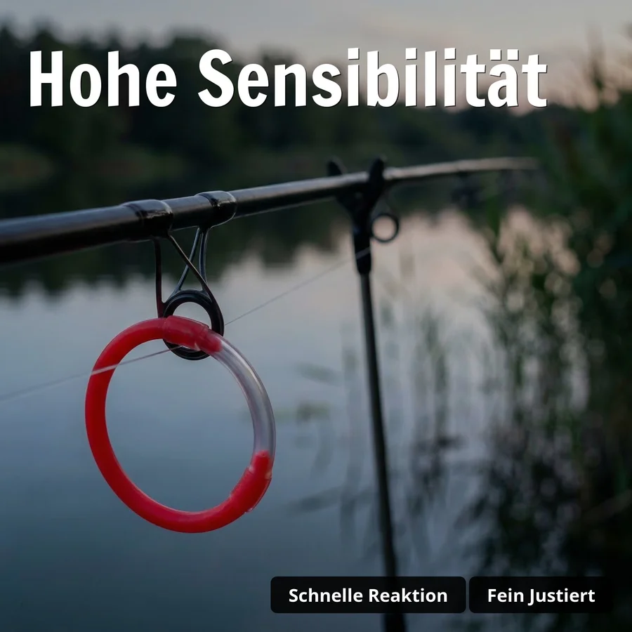 Zite Fishing Bissanzeiger Ringe Rot/Gelb – 4er Set – Aal Karpfen Nachtangeln - Hohe Sensibilität