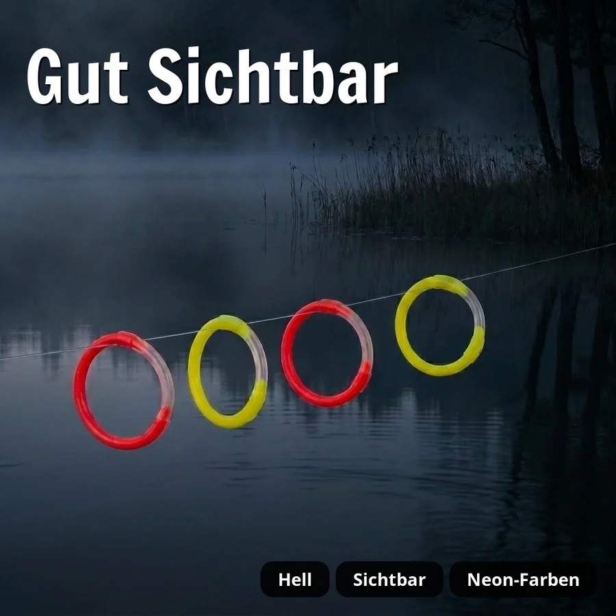 Zite Fishing Bissanzeiger Ringe Rot/Gelb – 4er Set – Aal Karpfen Nachtangeln - Gut Sichtbar