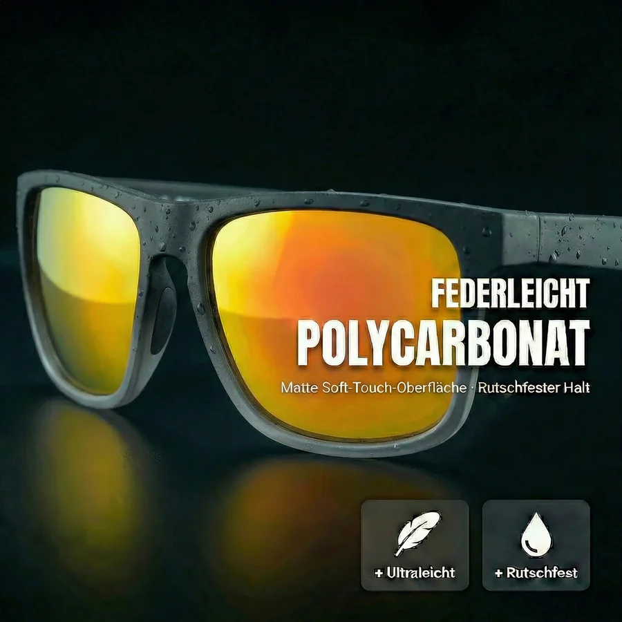 Zite Fishing Polarisationsbrille Basulo – Orange verspiegelt mit UV400-Schutz inkl. Hardcase & Microfasertuch - Leichtes Polycarbonat-Gestell