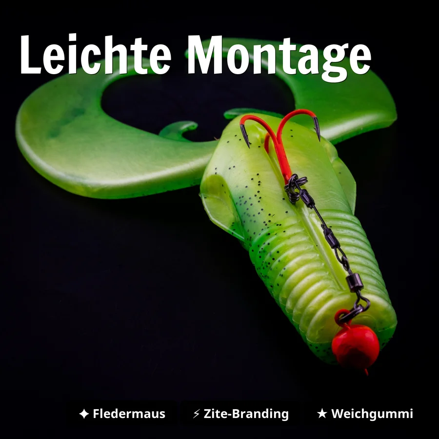 Zite Fishing Monster BAT Creature Bait Lime Killer 18 cm 83 g Großhecht Gummifisch 2 Stück - Leichte Montage
