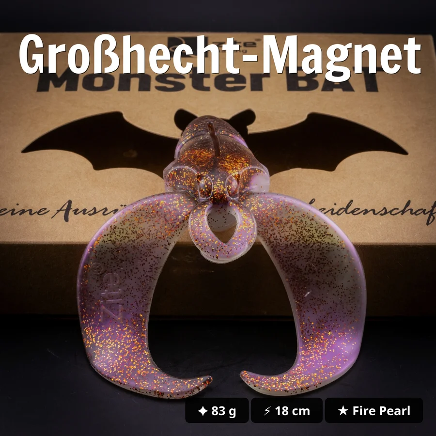 Zite Fishing Monster BAT Creature Bait Fire Pearl 18 cm 83 g Hechtköder 2 Stück - Großhecht-Magnet