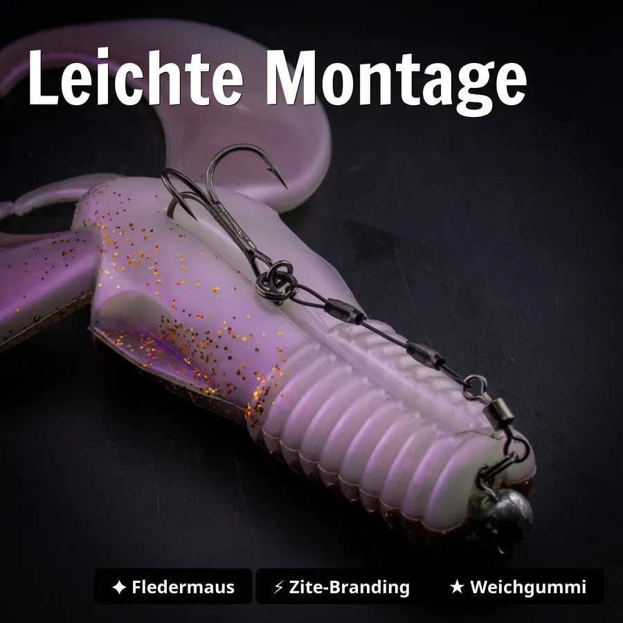 Zite Fishing Monster BAT Creature Bait Fire Pearl 18 cm 83 g Hechtköder 2 Stück - Leichte Montage