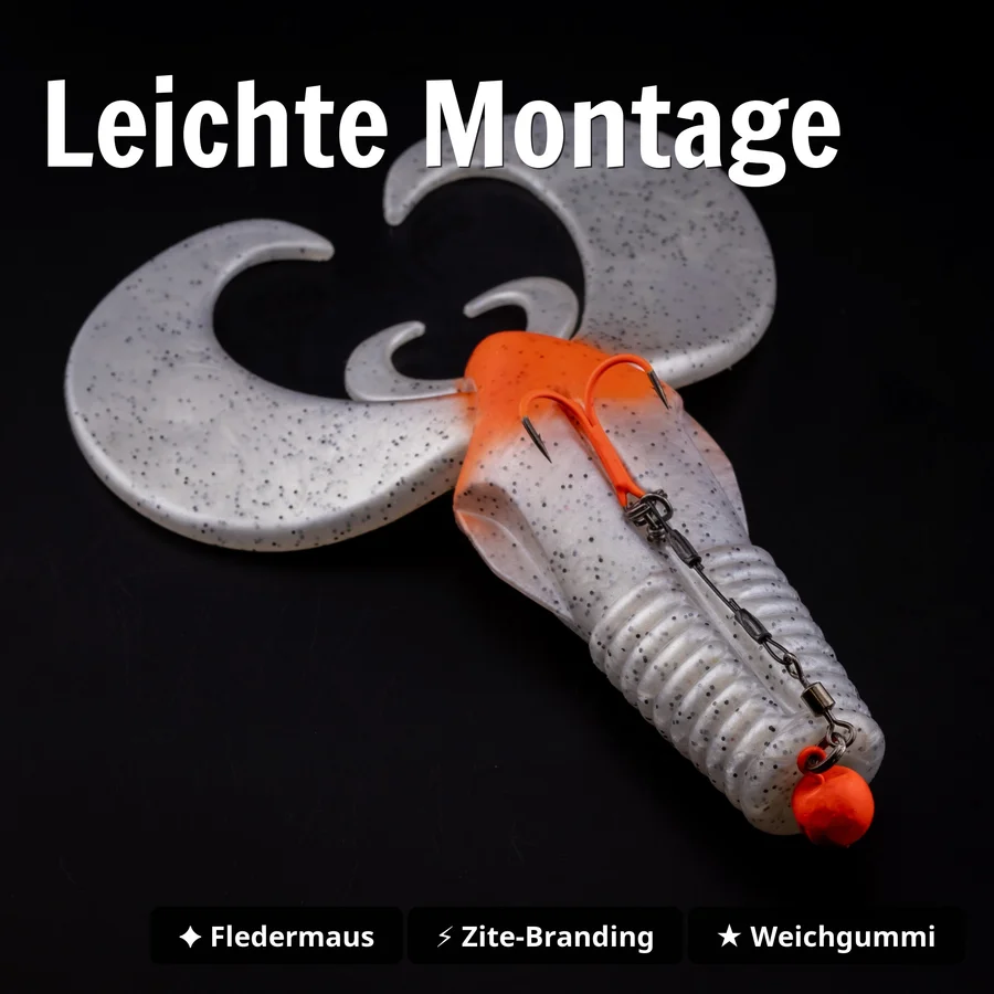 Zite Fishing Monster BAT Creature Bait Silver Star 18 cm 83 g – 2 Stück Hechtköder - Leichte Montage