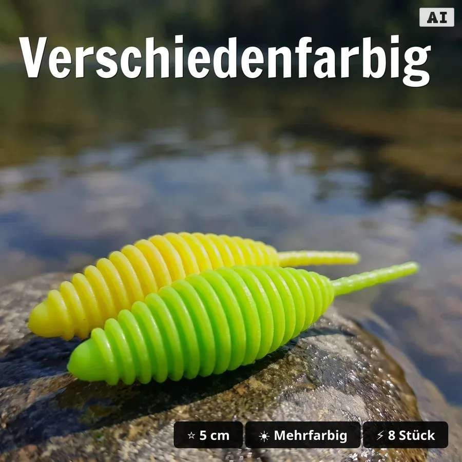 Big Bug Käfer-Imitat Knoblauch 5 cm – Forellenköder Allround-Mix, 8 Stück für Jighaken, Cheburashka & Sbirolino - Verschiedenfarbig