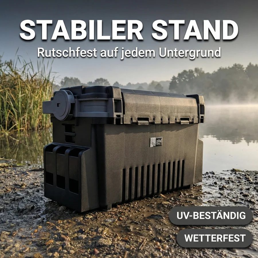 Zite Fishing Forellen-Pro Box XXL – Angelkoffer mit Rutenhaltern, 9 Deckelfächern & flexibel platzierbaren Trennwänden - Stabiler Stand am Spot