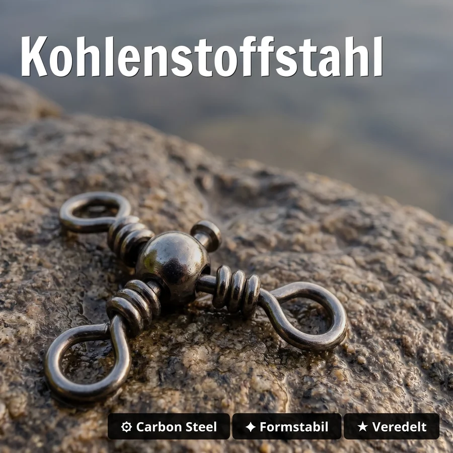 Zite Fishing Kreuzwirbel 10# – 15 Stück Dreiwege-Wirbel aus Kohlenstoffstahl für Paternoster & Dropshot - Kohlenstoffstahl