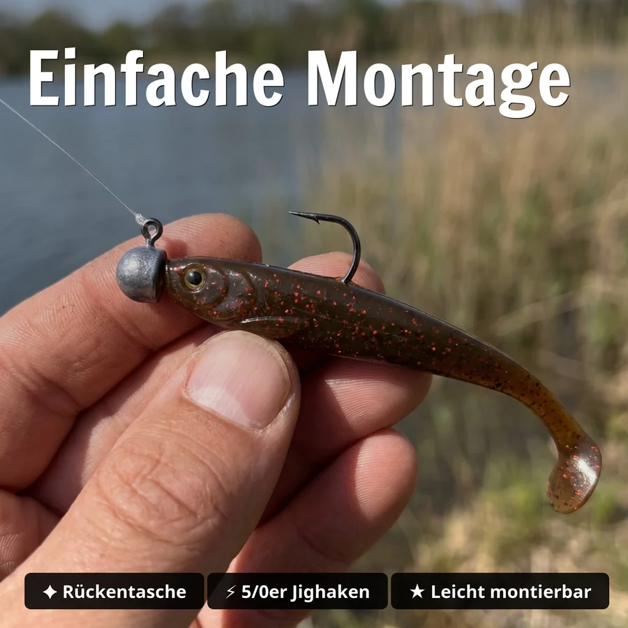 Zite Fishing Inzite Shad Liquid Oil 15,5 cm – Gummifisch für Zander & Hecht 4 Stück - Einfache Montage