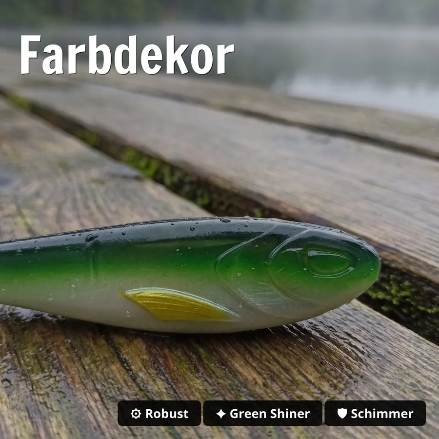 Zite Fishing Inzite Flanker Gummifisch Green Shiner 23,5 cm - Großhecht Köder im 2er Pack - Farbdekor