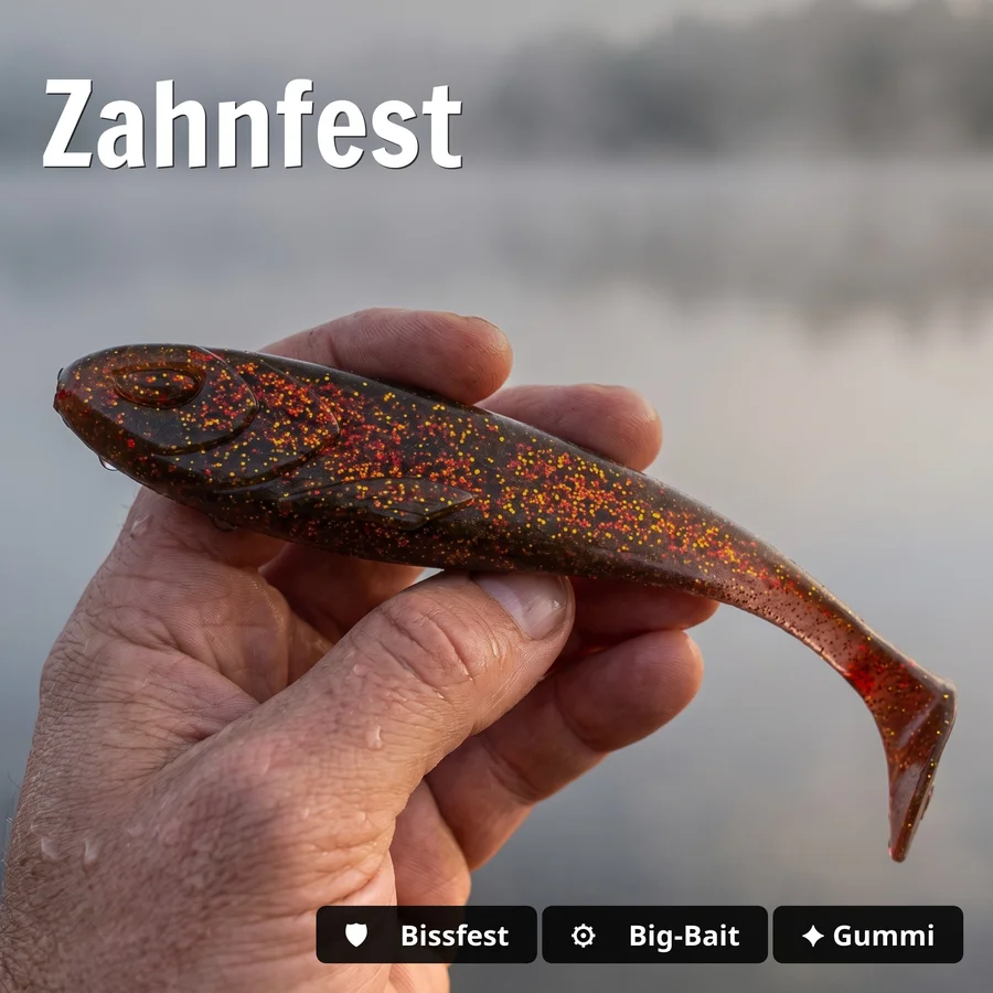 Zite Fishing Gummifisch Inzite Flanker Goldy Oil 23,5 cm - Großhecht Köder im 2er Pack - Zahnfest