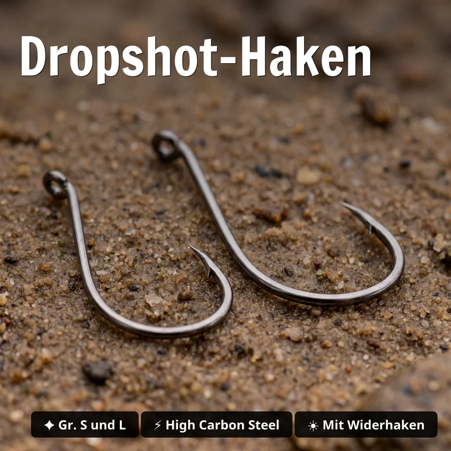 Drop Shot Rig Bundle mit Dropshot Haken S & L sowie Gewichte in Blei & Tungsten und Schnüre für Barsch & Zander Angeln - Dropshot-Haken