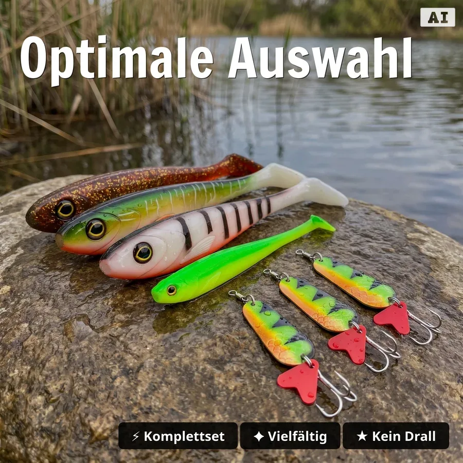 Zite Fishing Ultimative Starterbox Hecht – Komplettset Hecht Gummifisch Blinker Jigspinner - Optimale Auswahl
