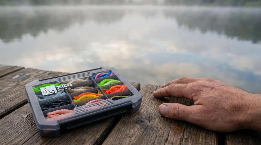 Zite Fishing Curly Viper Starterbox – 72 Forellen-Gummiköder in 12 Farben 6,5 cm Rotationsköder für Forelle - Sofort am Wasser startklar