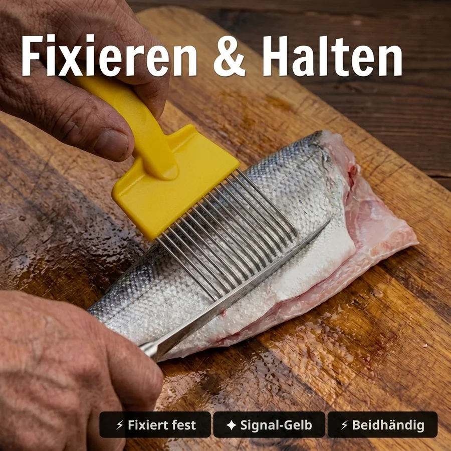Zite Fishing All-in-One Filetier-Set – Filetiermesser 20cm, Filetierkamm & 2 Grätenzangen - Fixieren & Halten