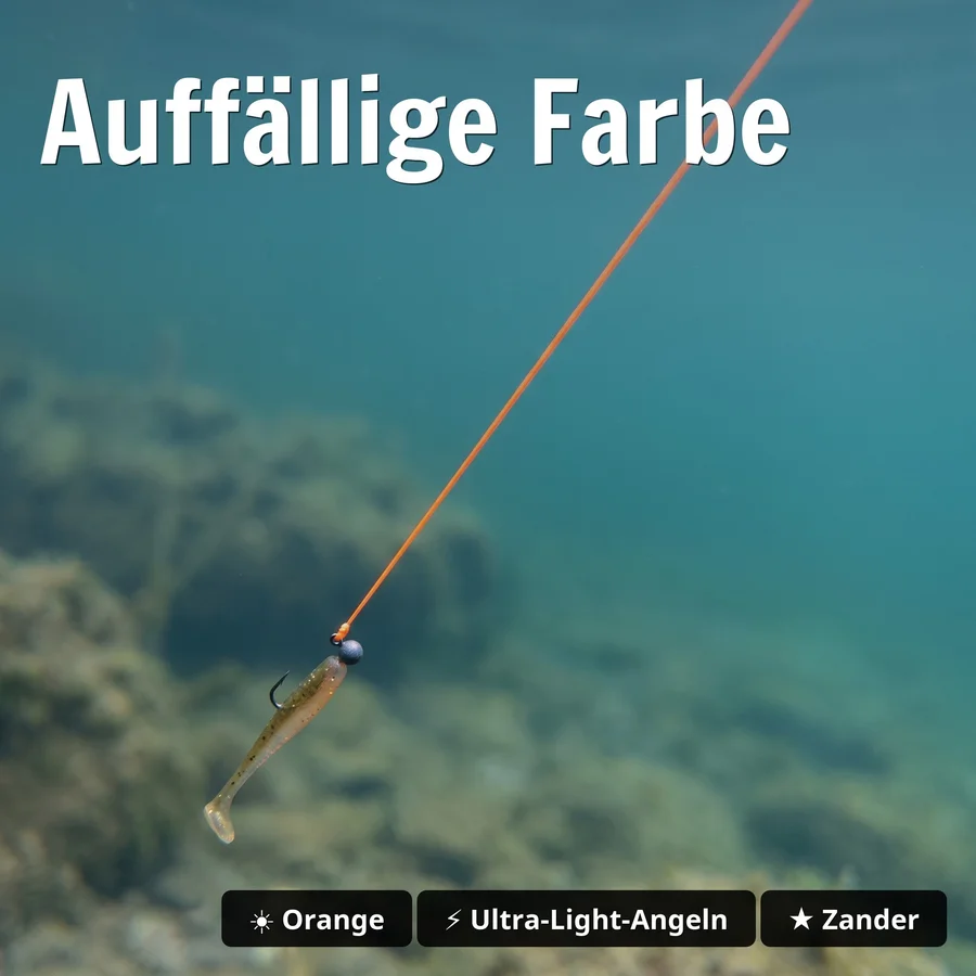 Zite Fishing Geflochtene Schnur orange 555 m 0,12 mm – 8-fach geflochten, 7,8 kg Tragkraft, für Zander - Auffällige Farbe