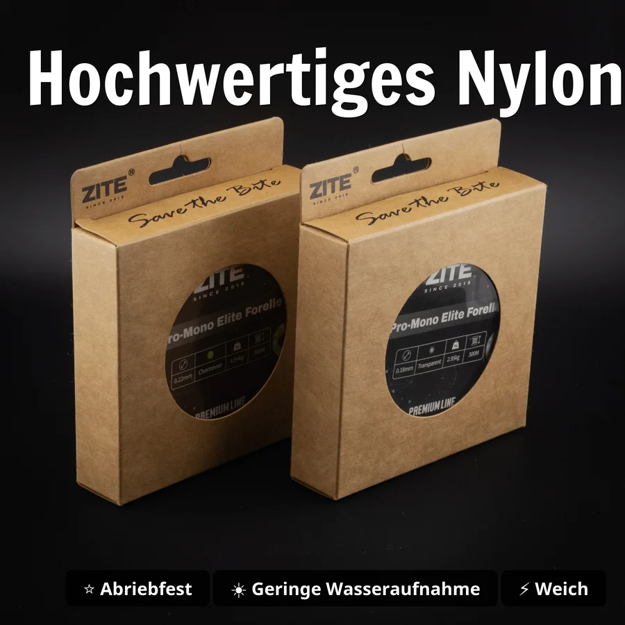 Zite Fishing Pro-Mono Elite Forelle – Monofile Angelschnur chartreuse, 300 m, 0,18 mm, 2,95 kg - Hochwertiges Nylon
