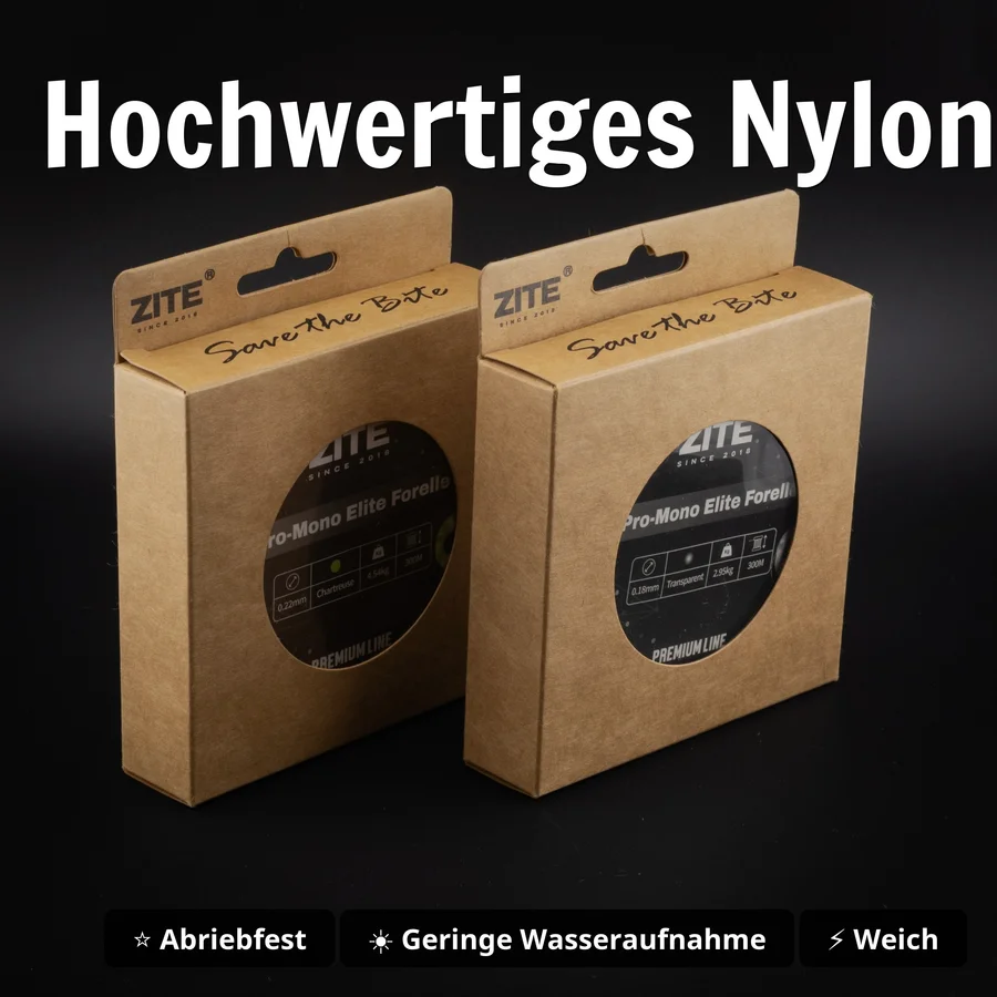 Zite Fishing Pro-Mono Elite Forelle – Monofile Angelschnur chartreuse, 300 m, 0,20 mm, 3,63 kg - Hochwertiges Nylon