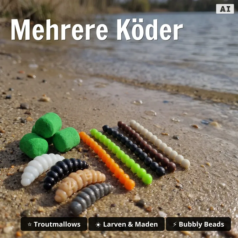 Zite Fishing XXL Fixdrops Forellen Angelset Komplett – 2x Rute 3,30m + 2x Rolle 3000 + 4x Schnur & Starterset GRATIS - Mehrere Köder