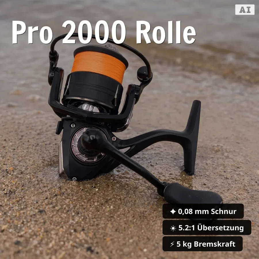 Zite Fishing Barsch Angelset Komplett XXL – Rute, Rolle 2000 bespult & Starterbox + Kescher für Barsch, Zander & Hecht - Pro 2000 Rolle