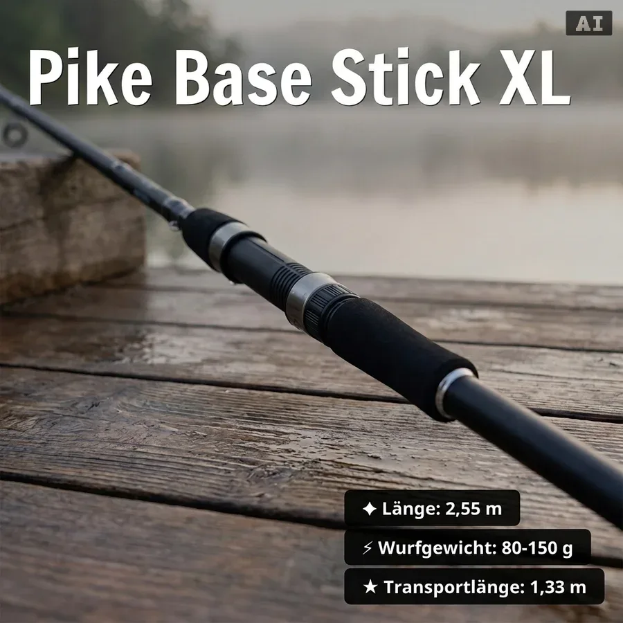 Zite Fishing Pike Base Stick XL Big Bait Starterset – Rute, Rolle 4000 bespult, Hechtsystem & 4 Gummifische - Pike Base Stick XL