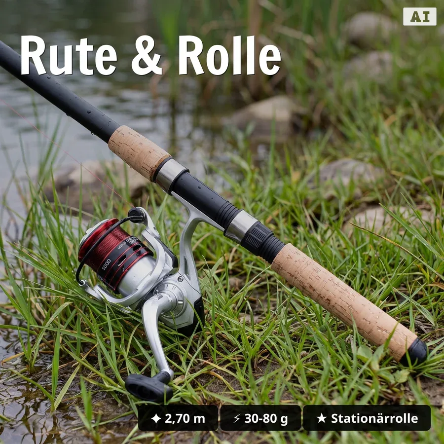 Zite Fishing Grundangeln Starterset Aal – Komplettset Teleskoprute 270cm, Stationärrolle bespult, Aalglocken, Knicklicht - Rute & Rolle