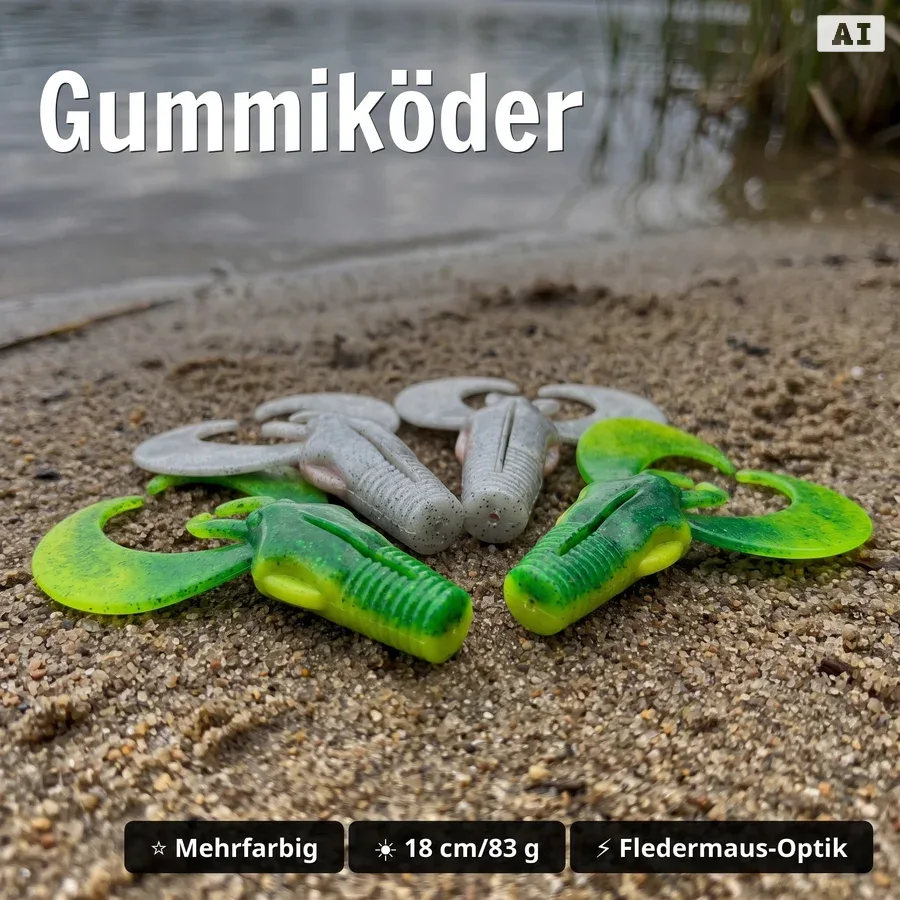 Zite Fishing MONSTER BAT PRO Komplettset Hecht – Rute 255cm, Rolle 4000, Monster BAT Köder, Hechtsystem & Offset-Haken - Gummiköder