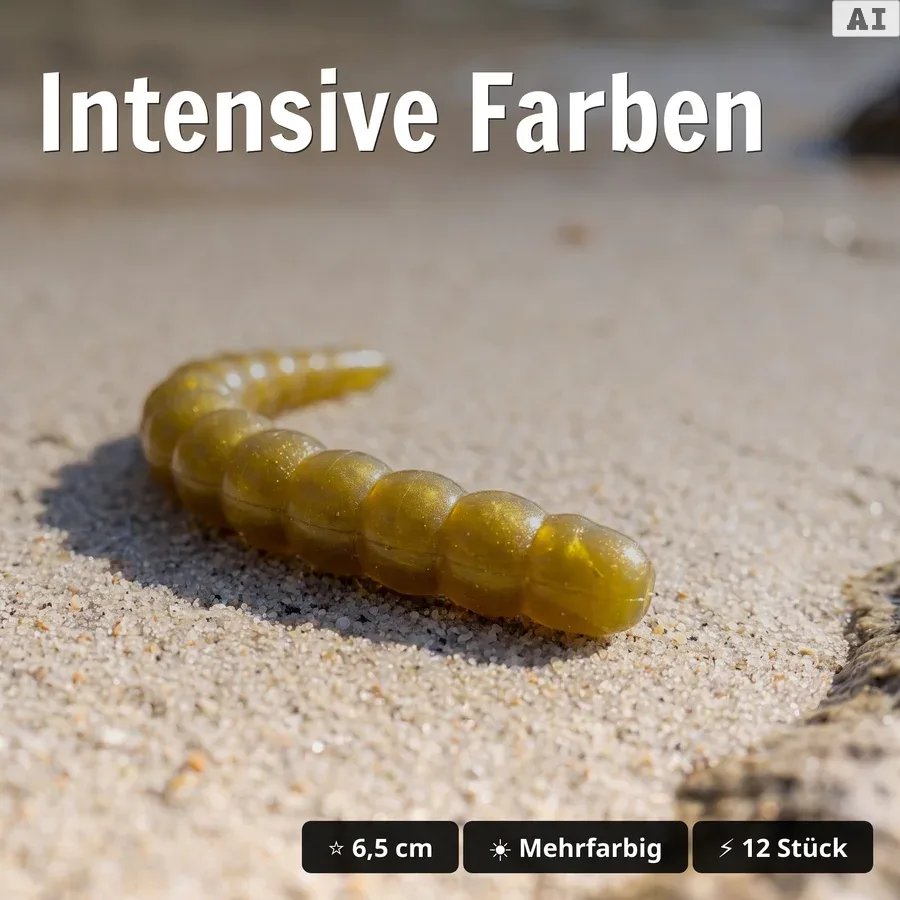 Zite Fishing Curly Viper Golden Olive 6,5 cm – Forellenköder Limited Edition, Dose mit 8+4 Stück GRATIS - Intensive Farben