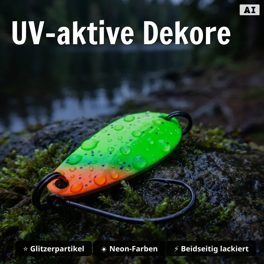 Zite Fishing Troutforce Spoon Starterset – Forellen-Spoons ZAP! BAMF! KAPOW! + Flave Boost Stick Käse GRATIS - UV-aktive Dekore