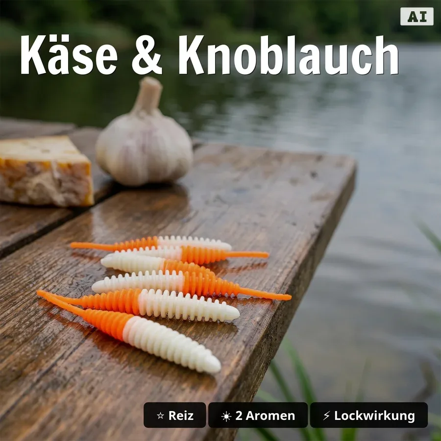 Zite Fishing Forellenköder Mix S – 5 Gummiköder-Sets für Forelle | Käse & Knoblauch | UL, Sbirolino, Dropshot - Käse & Knoblauch
