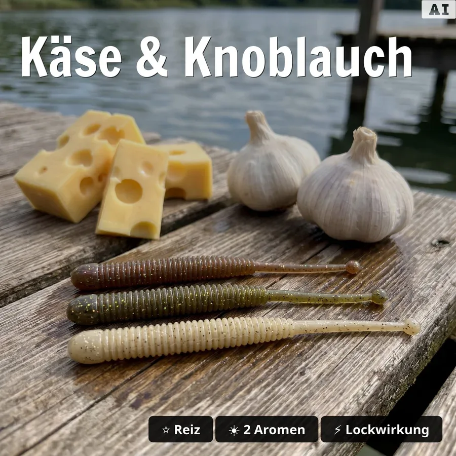 Zite Fishing Forellenköder Mix M – 7 Gummiköder-Sets für Forelle | Käse & Knoblauch | UL, Sbirolino, Dropshot - Käse & Knoblauch