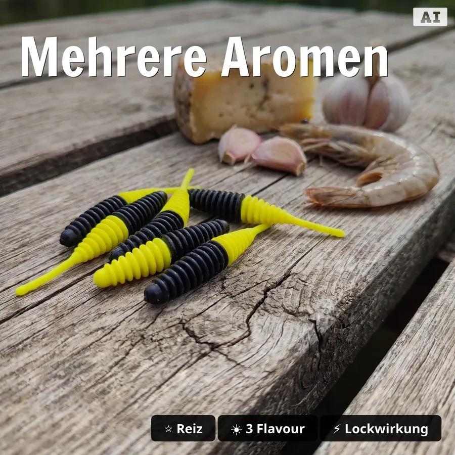 Zite Fishing Forellenköder Mix L – 9 Gummiköder-Sets für Forelle | Käse & Knoblauch | UL, Sbirolino, Dropshot - Mehrere Aromen