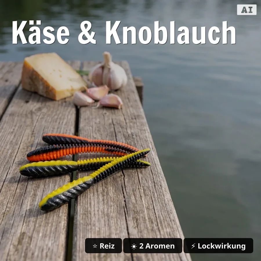 Zite Fishing Forellenköder Mix XL – 11 Gummiköder-Sets für Forelle | Käse & Knoblauch | UL, Sbirolino, Dropshot - Käse & Knoblauch