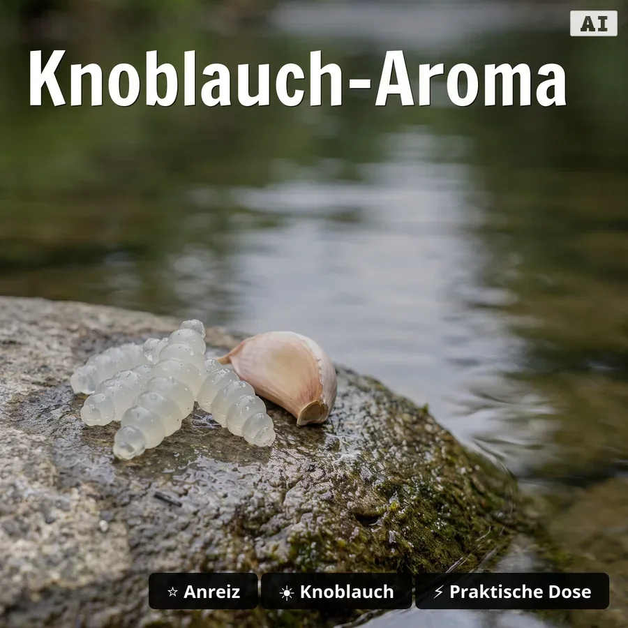 Mighty Mag Special Glow Edition Knoblauch 2,8 cm – 12 Stück Forellen Gummiköder Bienenmade UV-aktiv - Knoblauch-Aroma