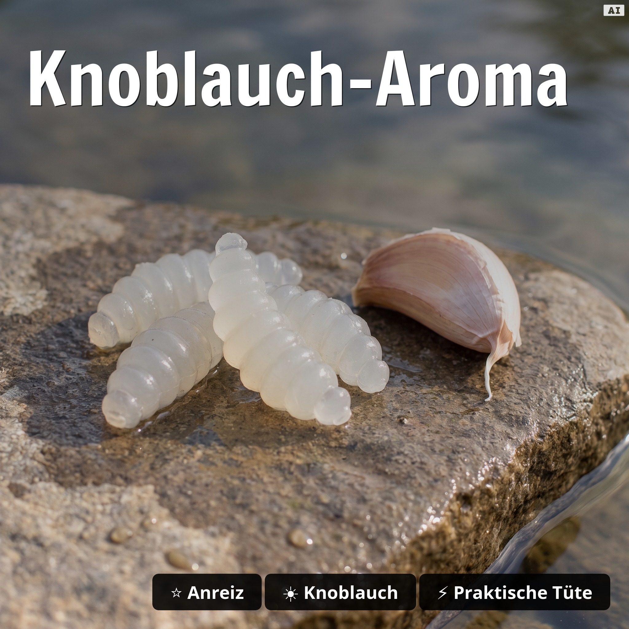 Special Glow Edition Big Mag Knoblauch 3 cm 10 Stück Forellen-Gummimaden - Knoblauch-Aroma