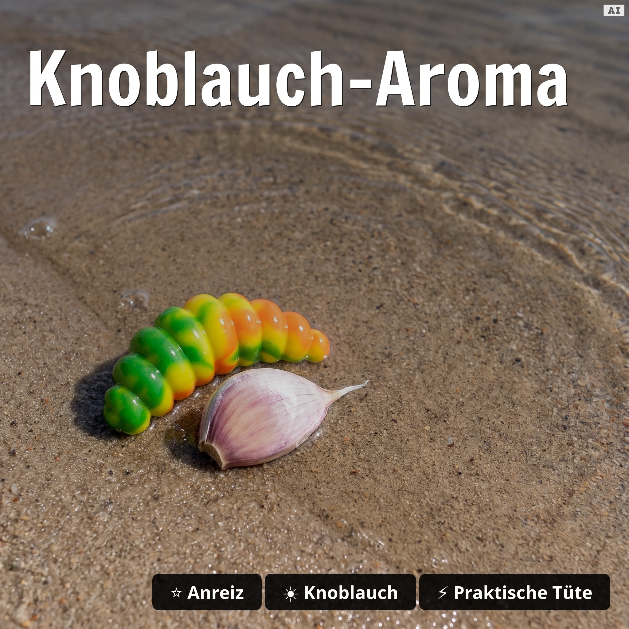 Big Mag Rainbow Knoblauch 3 cm 10 Stück – UV-aktive Forellen-Gummimaden - Knoblauch-Aroma