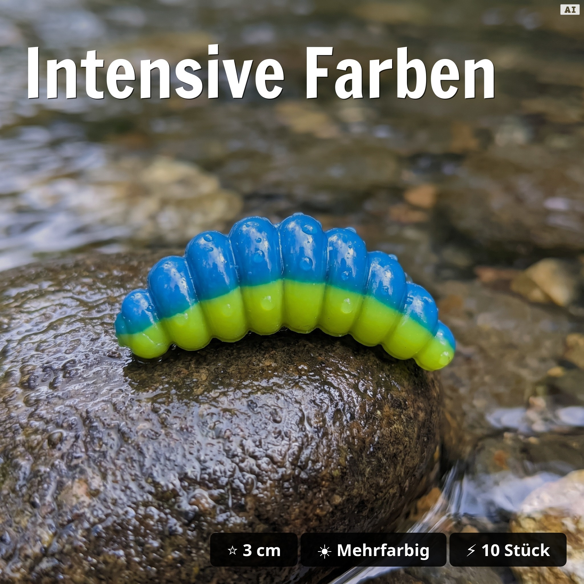 Big Mag Forellen Gummimade Schwarz Knoblauch 3 cm 10 Stück Made in Germany - Intensive Farben