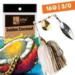 Inzite Rotator Spinnerbaits 16g – Haken 3/0 – Golden Coconut – mit Doppelspinnerblatt & Fransen