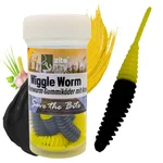 Wiggle Worm Forellenköder Schwarz Gelb mit Knoblauch-Aroma, 5,5 cm, 10 Stück Gummiköder