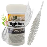 Wiggle Worm Forellenwurm Transparent Silber Glitter mit Knoblaucharoma, 5,5 cm, 10 Stück Gummiköder