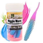 Wiggle Worm Forellenköder Hellblau Rosa Knoblauch 5,5 cm 10 Stück Gummiköder mit Aroma