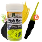 Biggle Worm Schwarz Gelb Knoblauch 6,5 cm 8 Stück Gummiköder Forelle mit Lamellenprofil