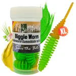 Biggle Worm Chartreuse Gold Knoblauch 6,5 cm 8 Stück – Lamellenwurm Gummiköder für Forelle mit Knoblaucharoma
