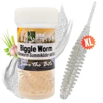 Biggle Worm Transparent Silber Glitter Knoblauch 6,5 cm 8 Stück – Lamellenwurm Gummiköder für Forelle