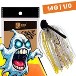 Inzite Skrrt Skirt Jig 14g – Haken 1/0 – Banana Peel – mit Weedguard Fransen Köder für Barsch und Zander