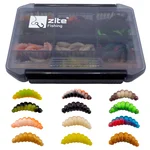Mighty Mag Starterbox – 144 Gummiköder 2,8 cm in 12 Farben mit Tackle-Box – Forellen Köder Set